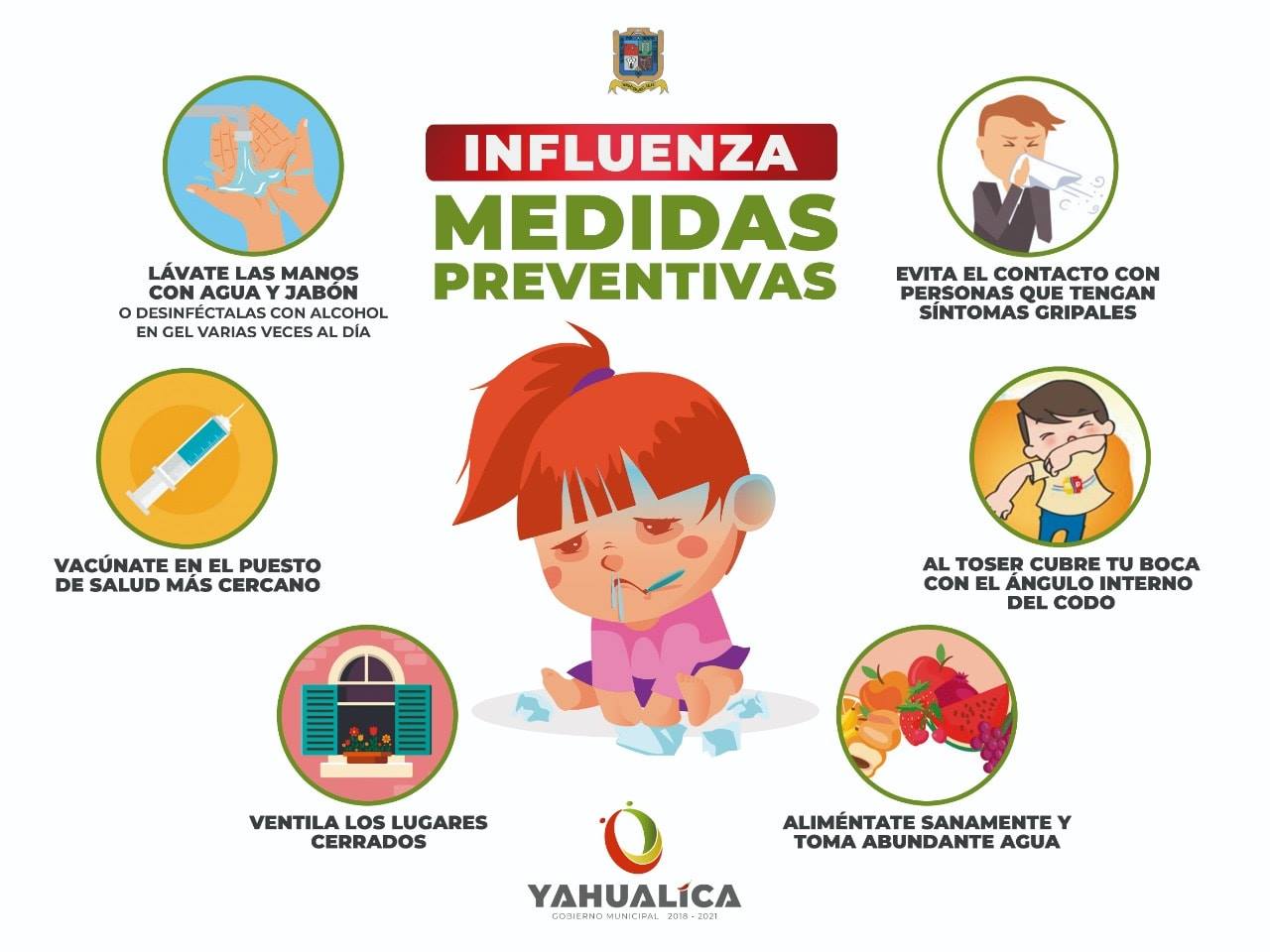 Te compartimos algunas medidas preventivas contra la influenza